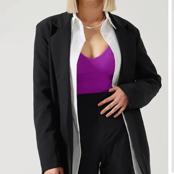 Athleta Endless Primatwill Cinch Waist Tie Blazer Jacket Black Size 10 EUC - Picture 3 of 7